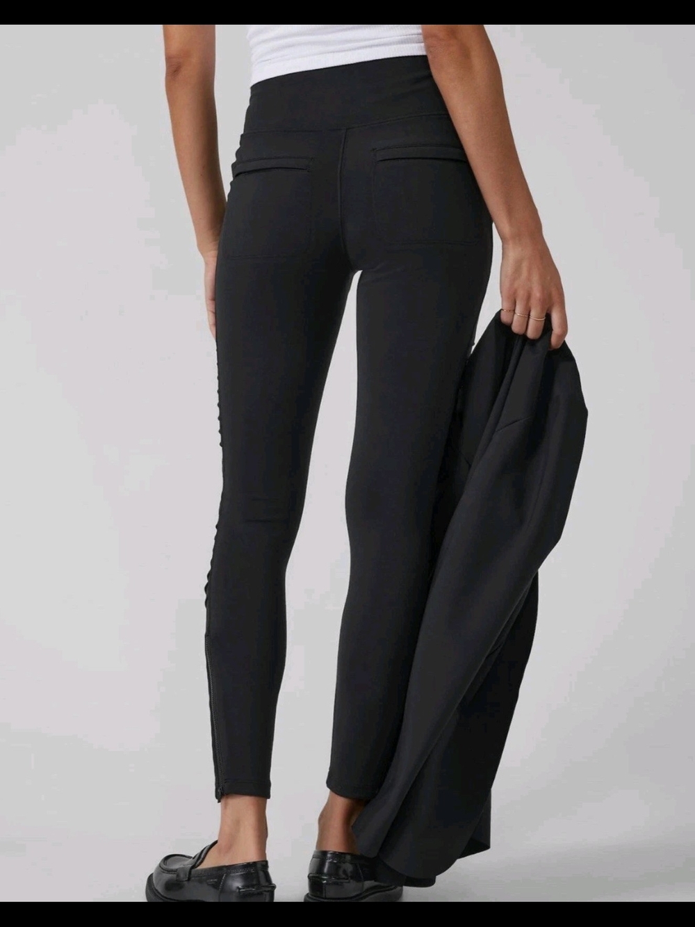 ATHLETA Delancey Moto Tight Black Medium TALL MT Ankle Zip - Picture 5 of 11